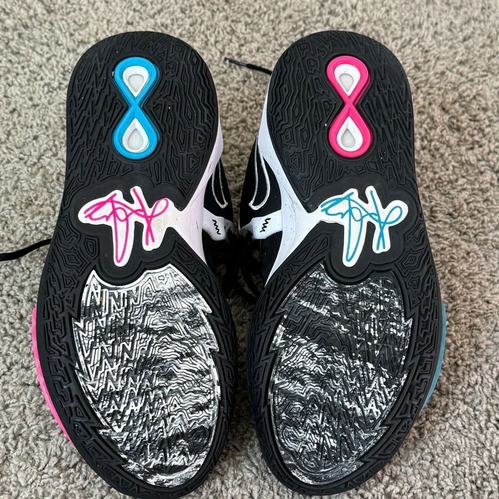 Nike Kyrie Infinity Black and White Athletic Shoes with Pink and Blue Accents